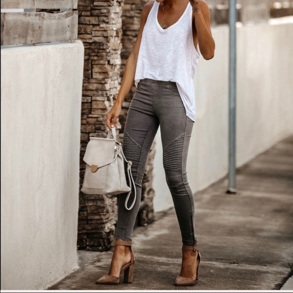 Charcoal grey zipper detail best motto jeggings - Picture 2 of 4